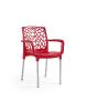Chaise avec accoudoirs ARACNA - Confortable et Élégante avec pieds en aluminium, 4 coloris (Vendues par 4) Coloris : Rouge