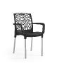 Chaise avec accoudoirs ARACNA - Confortable et Élégante avec pieds en aluminium, 4 coloris (Vendues par 4) Coloris : Noir