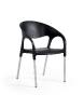 Chaise avec accoudoirs LUNA, pieds en aluminium, 4 coloris (Vendues par 4) Coloris : Noir