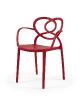 Fauteuil polypropylène LOVELY - Chaise en plastique, 9 Coloris (Vendus par 4) Coloris : Rouge