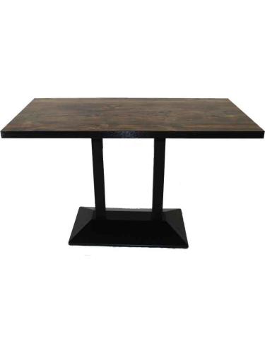 Table intérieur double BOIS - plateau bois 60x120cm - piétement Acier noir