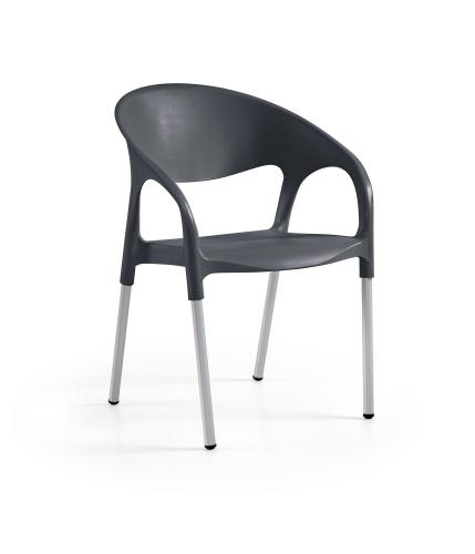 chaise avec accoudoirs luna pieds en aluminium