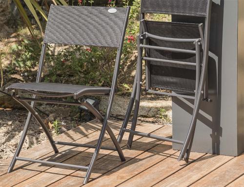 chaise jardin pliante aluminium gris anthracite c43