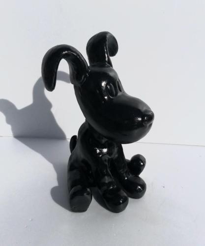 statue chien funny noir resine