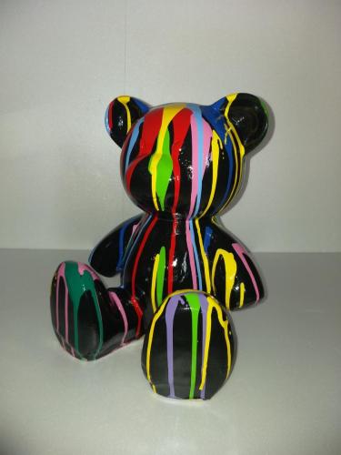 sculpture ours noir resine colore