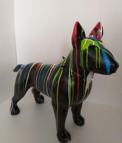 sculpture chien bull terrier trash noir resine