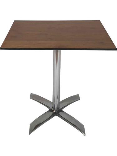 table pliable pied inox plateau compact style bois