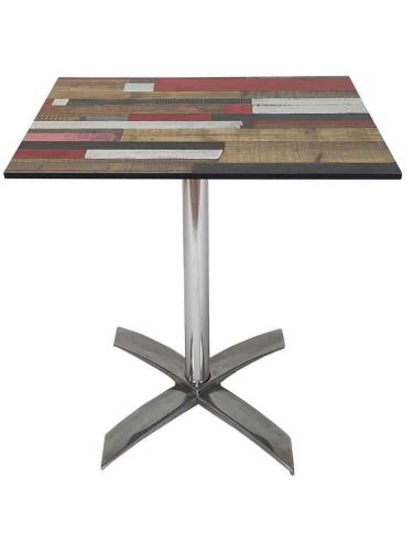 table restaurant pied inox plateau compact style industrie