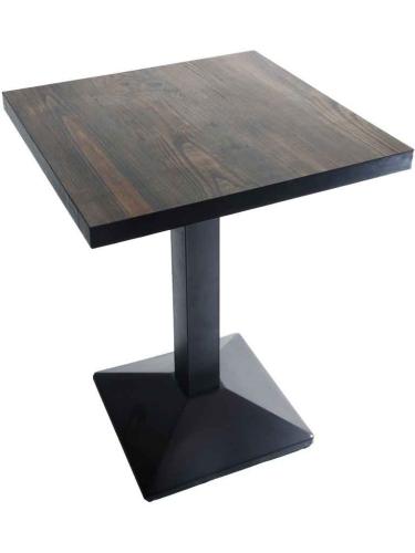 table simple romaine plateau bois 50x50 pietement acier