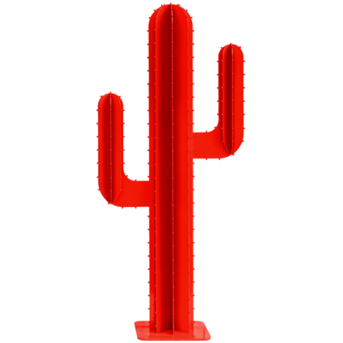 deco jardin metal cactus rouge en aluminium