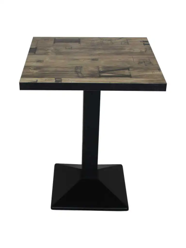 table simple romaine plateau bois 60x60 pietement acier