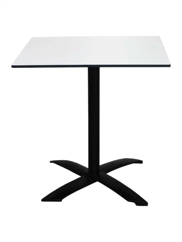 table bistrot carrée plateau blanc pied en croix noir