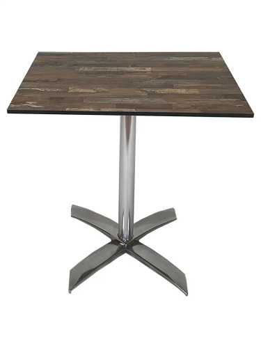 table pliable pied en croix inox plateau vinyl