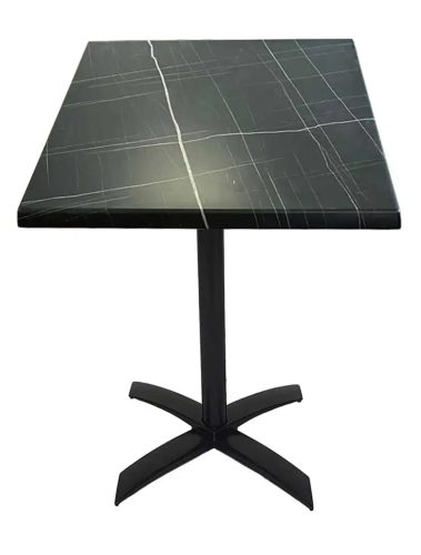 table simple palazzo plateau 60x60cm socle en croix acier noir